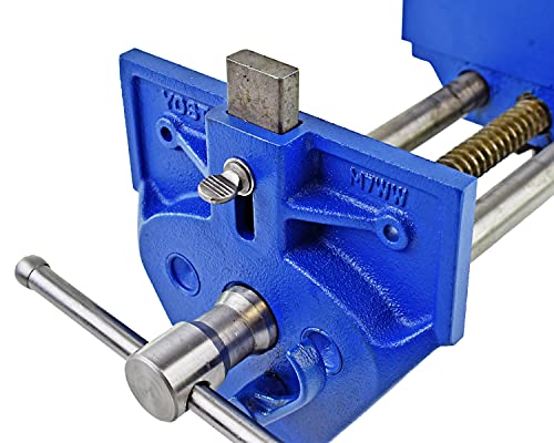 Yost Vises M7WW Rapid Action Woodworking Vise | Quick Release Lever for Quick Adjustments | 7 Inch Jaw Width | Made with Heavy-Duty Cast Iron | Blue