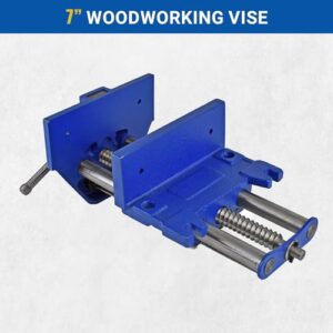 Yost Vises M7WW Rapid Action Woodworking Vise | Quick Release Lever for Quick Adjustments | 7 Inch Jaw Width | Made with Heavy-Duty Cast Iron | Blue