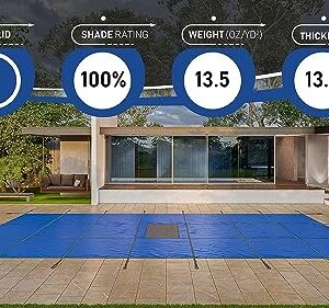 WaterWarden Inground Pool Solid Safety Cover 30' x 60', Rectangle, 15-Year Warranty, UL Classified to ASTM F1346, Triple Stitched for MAX Strength, Break-Strength of Over 4,000 lbs., Hardware Included