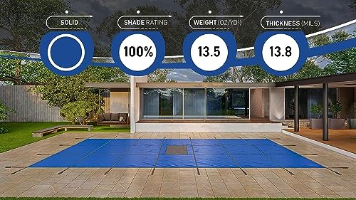 WaterWarden Inground Pool Solid Safety Cover 30' x 60', Rectangle, 15-Year Warranty, UL Classified to ASTM F1346, Triple Stitched for MAX Strength, Break-Strength of Over 4,000 lbs., Hardware Included