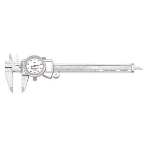 starrett dial caliper with adjustable bezel and fitted case - white face, 0-6" range, -0.001" accuracy, 001" graduations - 3202-6
