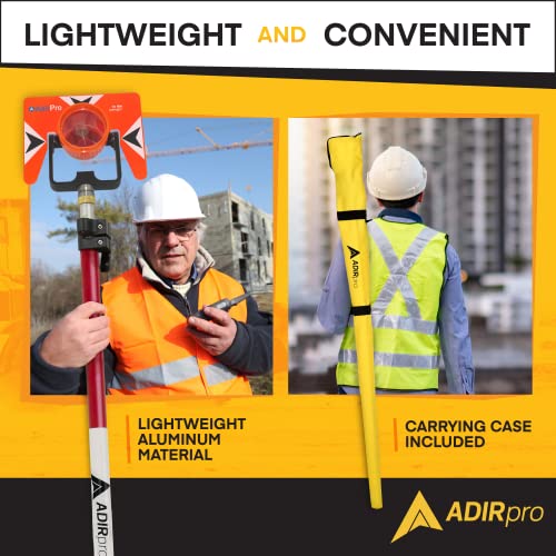 AdirPro Aluminum Prism Pole - Telescopic 8.5’ (2.5m) - Adjustable Tip – Quick Release Clamp - Metric Graduation - Strong & Lightweight GPS Pole - for Use with Prisms, Rover Rod - GNSS Instruments