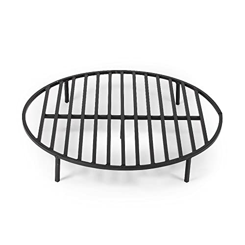 TITAN GREAT OUTDOORS Round 30.5in Fire Pit Grate, Heavy Duty 1/2in Steel Elevated Log Wood Pit Grate, Burning Fireplace and Firepits