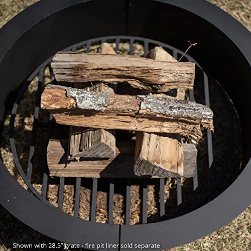 TITAN GREAT OUTDOORS Round 30.5in Fire Pit Grate, Heavy Duty 1/2in Steel Elevated Log Wood Pit Grate, Burning Fireplace and Firepits