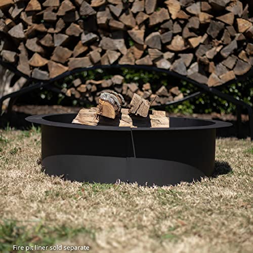 TITAN GREAT OUTDOORS Round 30.5in Fire Pit Grate, Heavy Duty 1/2in Steel Elevated Log Wood Pit Grate, Burning Fireplace and Firepits