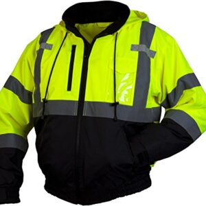 Pyramex RJ31 Series Class 3 Fleece Bomber Safety Jacket, Lime, X-Large