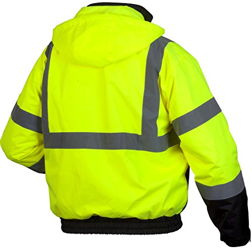 Pyramex RJ31 Series Class 3 Fleece Bomber Safety Jacket, Lime, X-Large