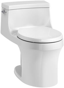 kohler k-4007-0 san souci one-piece round-front toilet with left-hand trip lever, includes reveal quiet-close toilet seat, 1.28 gpf, white