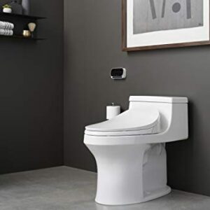 KOHLER K-4007-0 San Souci One-Piece Round-Front Toilet with Left-Hand Trip Lever, Includes Reveal Quiet-Close Toilet Seat, 1.28 GPF, White