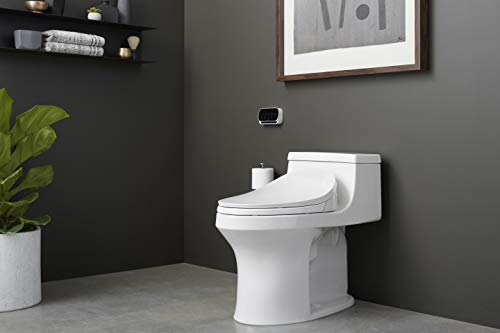 KOHLER K-4007-0 San Souci One-Piece Round-Front Toilet with Left-Hand Trip Lever, Includes Reveal Quiet-Close Toilet Seat, 1.28 GPF, White