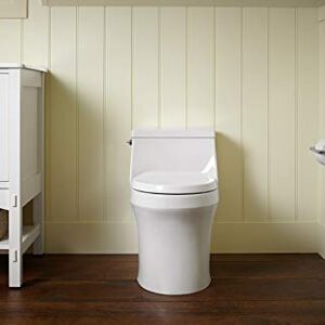 KOHLER K-4007-0 San Souci One-Piece Round-Front Toilet with Left-Hand Trip Lever, Includes Reveal Quiet-Close Toilet Seat, 1.28 GPF, White