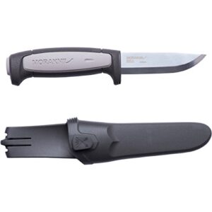 morakniv craftline robust fixed-blade knife with carbon steel blade and combi-sheath, 3.6 inch