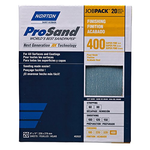 Norton Abrasives - St. Gobain, ProSand 9 in. x 11 in., Sanding Sheets 400G - 20 Pack