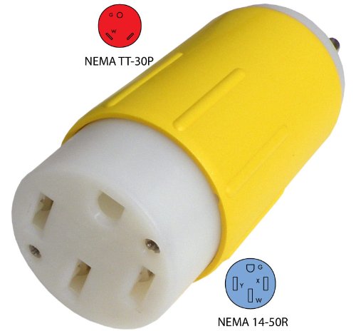 Conntek 30A 125-Volt TT-30P RV/Generator Plug to 50-Amp Electric Vehicle Adapter Cord for Tesla