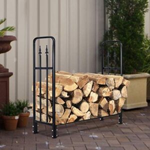 Goplus Firewood Log Rack Indoor Outdoor Fireplace Storage Holder Logs Heavy Duty Steel Wood Stacking Holder Kindling Wood Stove Accessories Tools Accessories (4 Feet)