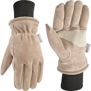 wells lamont men's lined hydrahyde winter leather work gloves, large (wells lamont 1196), saddle tan