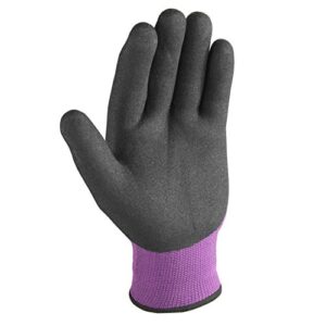 Women's Latex-Coated Grip Winter Gloves for Cold Weather, Medium (Wells Lamont 554M), Black/Purple
