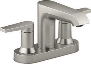 kohler 97094-4-bn hint centerset 4 inch bathroom faucet with pop-up drain assembly, 2-handle bathroom sink faucet, 1.2 gpm, vibrant brushed nickel