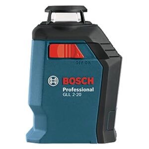 Bosch GLL2-20 65ft Self-Leveling 360 Degree Horizontal Cross Line Laser Level with Mount and Carrying Pouch,Blue