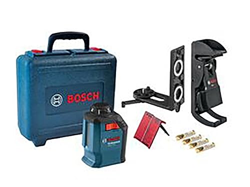 Bosch GLL2-20 65ft Self-Leveling 360 Degree Horizontal Cross Line Laser Level with Mount and Carrying Pouch,Blue