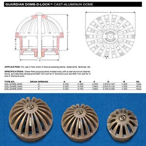 Guardian Drain Lock Dome-D-Lock Commercial Floor Sink Locking Dome Strainer For Restaurants, Hotels, Kitchens, Managers To Prevent Clogs and Pipe Damage 3 Inch