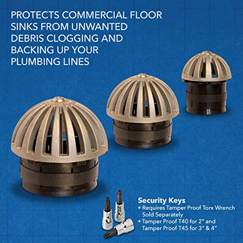 Guardian Drain Lock Dome-D-Lock Commercial Floor Sink Locking Dome Strainer For Restaurants, Hotels, Kitchens, Managers To Prevent Clogs and Pipe Damage 3 Inch