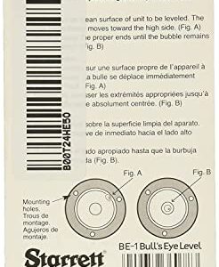 Starrett BE-1 Acrylic Circular Bullseye Level with Flange, 1.180" Diameter, Black