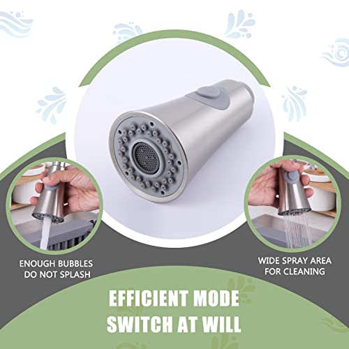 Kitchen Faucet Spray Head, Angle Simple Kitchen Sink Pull Down Faucet Sprayer Nozzle Pull Out Hose Spray Head Spout Replacement Part Pull Out Faucet Spray Assembly G 1/2, Brushed Nikcel