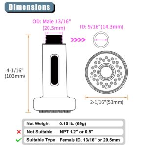 Kitchen Faucet Sprayer Head, Angle Simple Pull Out Sink Faucet Spray Head Nozzle Kitchen Pull Down Faucet Nozzle Spout Replacement Part 2 Functions, Brushed Nickel