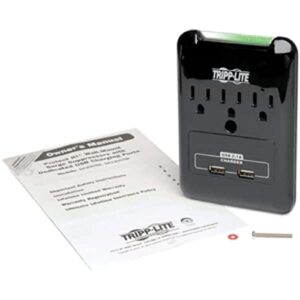 Tripp Lite Protect It! Surge Protector, 3 AC Outlets/2 USB Ports, 540 J, Black
