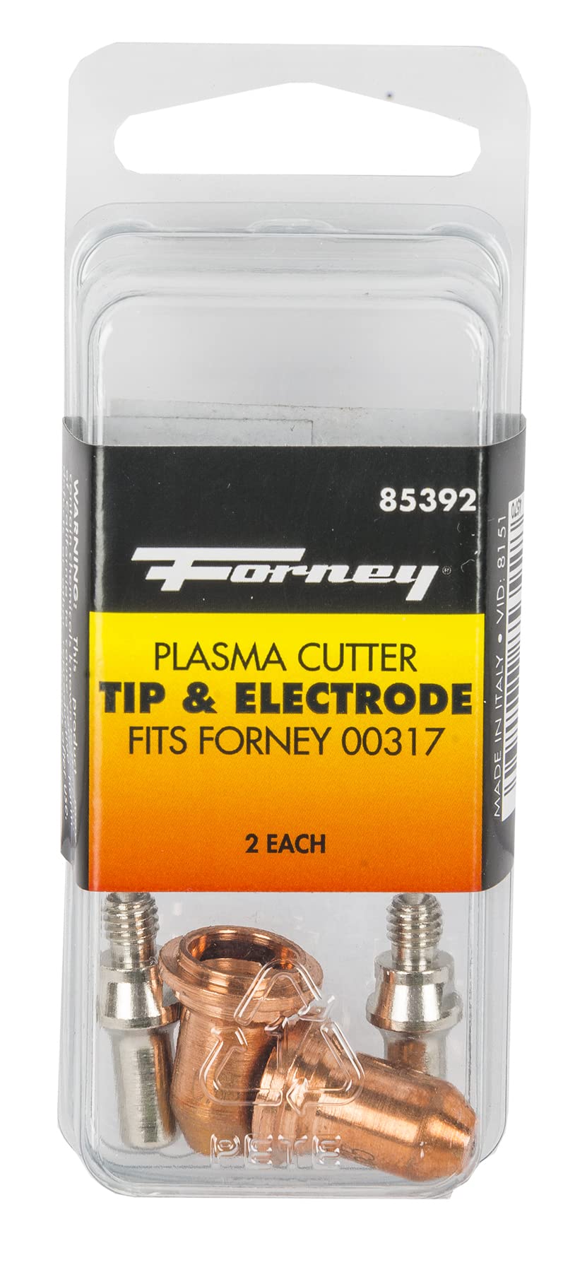 Forney 85392, 2-Plasma Electrode Nozzle Tips and 2-Plasma Cutting Tips Consumable Accessories for Plasma Cutting Torch use with Forney SKU# 251, 302, 303 and 317, 4-Pack