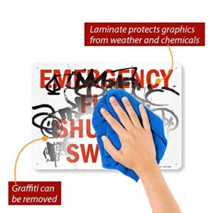 SmartSign 10 x 14 inch “Emergency Fuel Shut-Off Switch” Metal Sign, Screen Printed, 40 mil Laminated Rustproof Aluminum, Red and White