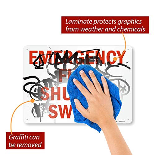 SmartSign 10 x 14 inch “Emergency Fuel Shut-Off Switch” Metal Sign, Screen Printed, 40 mil Laminated Rustproof Aluminum, Red and White