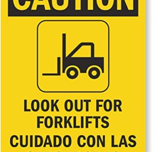 SmartSign - S-8498-AL-14 "Caution - Look Out For Forklifts" Bilingual Sign | 10" x 14" Aluminum