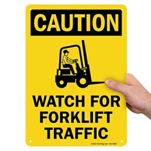 "caution - watch for forklift traffic" sign by smartsign | 10" x 14" aluminum