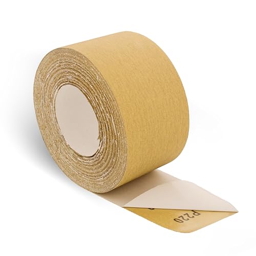 ABN Adhesive Sticky Back 220-Grit Sandpaper Roll 2-3/4in x 20 Yards Aluminum Oxide Golden Yellow Longboard Dura PSA