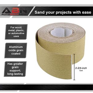 ABN Adhesive Sticky Back 220-Grit Sandpaper Roll 2-3/4in x 20 Yards Aluminum Oxide Golden Yellow Longboard Dura PSA