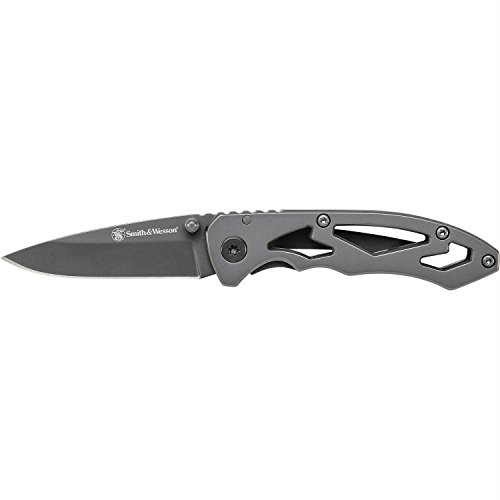 Smith & Wesson CK400 5.4in High Carbon S.S. Folding Knife with a 2.2in Drop Point Blade and Stainless Steel Handle for Outdoor, Tactical, Survival and EDC