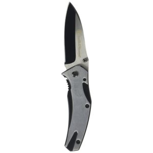 smith & wesson ck401 5.9in high carbon s.s. folding knife with a 2.5in drop point blade and stainless handle for outdoor, tactical, survival and edc