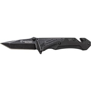 smith & wesson extreme ops ck405 5.84in high carbon s.s. folding knife with a 2.35in tanto blade and g-10 handle for outdoor, tactical, survival and edc