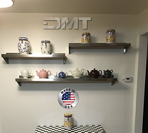DMT Stainless Wall Shelf 36" X 6" Deep. Made in USA. 16 Gauge 304/L Stainless Steel.