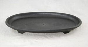 oval black plastic humidity/drip tray for bonsai tree and house indoor plants - 9.5"x 6.5"x 1"
