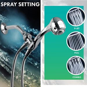 Niagara Conservation N2945CH Earth Spa 3-Spray with 1.5 GPM 2.7-in. Wall Mount Handheld Shower Head in Chrome, 1-Pack | Bathroom Shower Head Sprayer with Pressure Compensation Technology