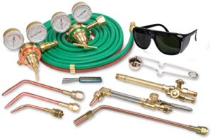 flame tech complete medium-duty cutting, welding, and heating outfit, oxy acetylene torch kit, cuts up to 5", welds up to 1.25" steel, victor compatible tool set, tested in the usa