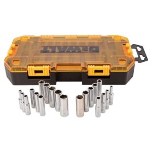 DEWALT Deep Socket Set, 20-Piece, 1/4" Drive Metric/SAE (DWMT73811)