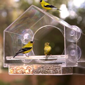 Nature Anywhere Premium Clear Plastic Window Bird Feeder for Outside - Window Bird Feeders with Strong Suction Cups - Transparent Bird Feeder Window Mount Acrylic Bird House for Cat Window Perch
