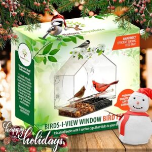 Nature Anywhere Premium Clear Plastic Window Bird Feeder for Outside - Window Bird Feeders with Strong Suction Cups - Transparent Bird Feeder Window Mount Acrylic Bird House for Cat Window Perch