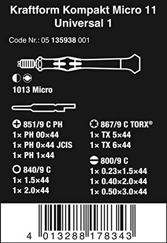 Wera Tools 05135938001 KRAFTFORM MICRO/11 BIT Set Handle and Inter-Change Blades, One Size, Multi