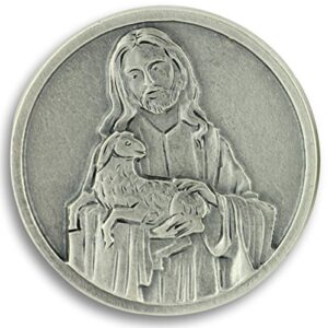 christ the good shepherd psalm 23 pocket token charm coin 1.2" with prayer bereavement catholic christian