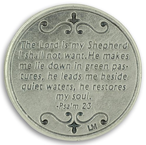 Christ the Good Shepherd Psalm 23 Pocket Token Charm Coin 1.2" with Prayer Bereavement Catholic Christian